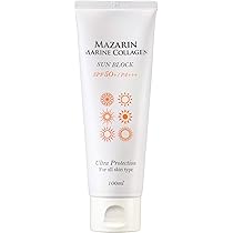 MAZARIN MARINE COLLAG PLUS セット Amazon.com: Mazarin Marine Collagen Sun Screen SPF50+ PA+++ Big